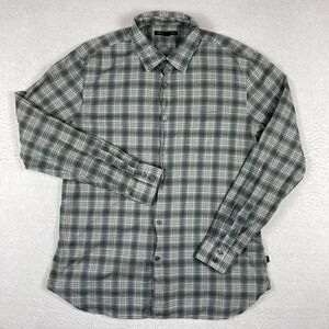 John Varvatos Shirt Mens‎ Large Blue Plaid Casual Preppy Workwear Office Travel